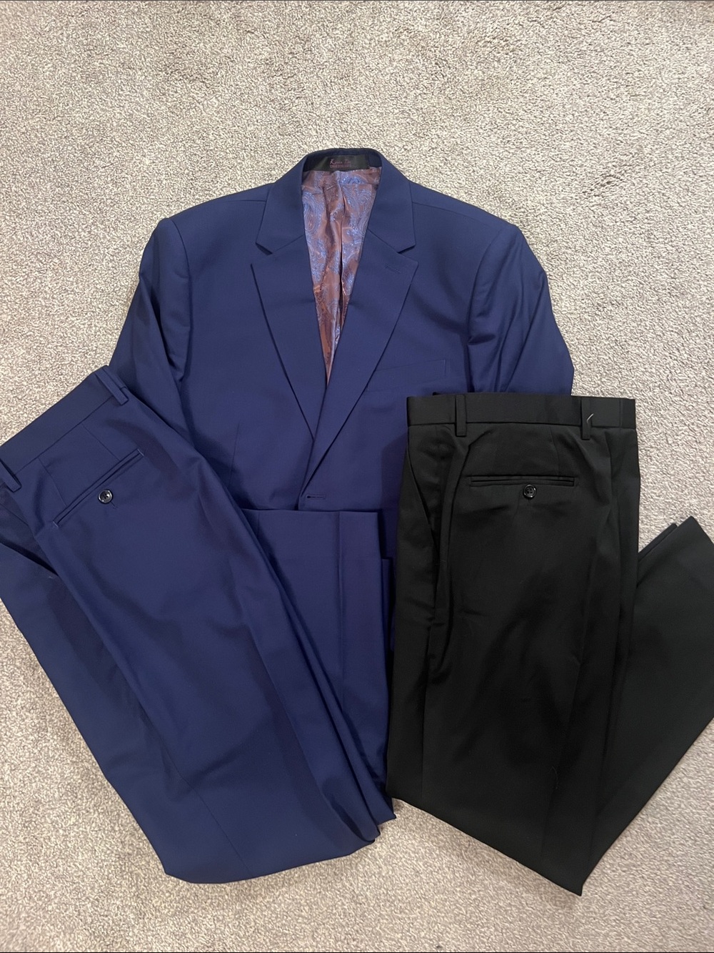 Custom Tailored Dark Blue Suit + 2 Pairs of Trousers – Kevin Lee – 3 Piece Set